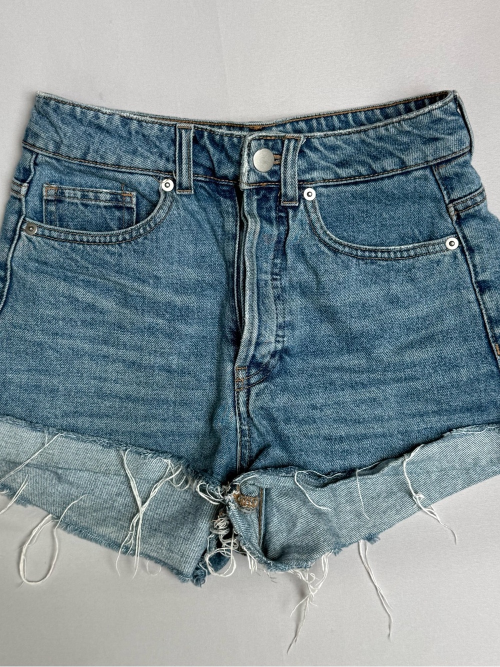 H&M Medium Blue Distressed Denim Cutoff Shorts